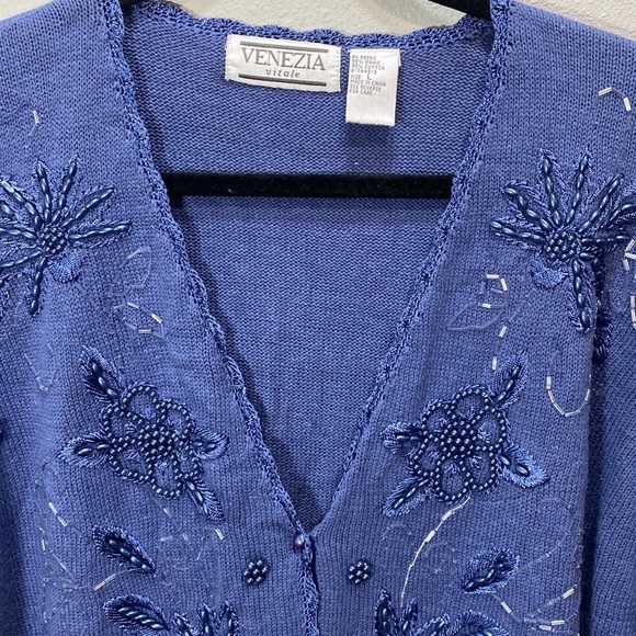 Vintage Venezia beaded sweater‎ blue - Picture 4 of 10